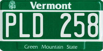 VT license plate PLD258