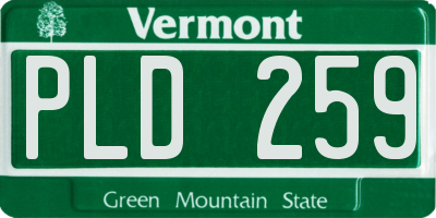 VT license plate PLD259