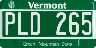 VT license plate PLD265