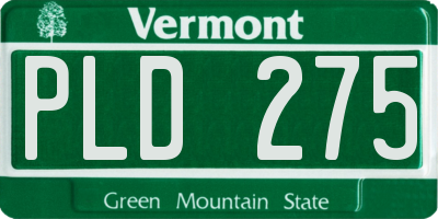 VT license plate PLD275