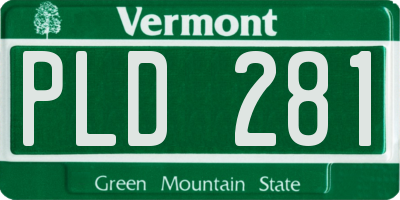 VT license plate PLD281