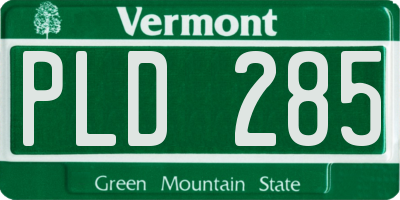 VT license plate PLD285