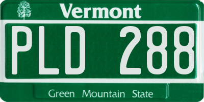 VT license plate PLD288