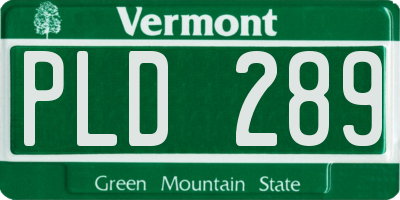 VT license plate PLD289