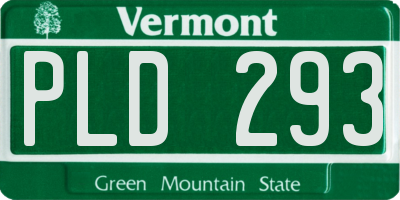 VT license plate PLD293