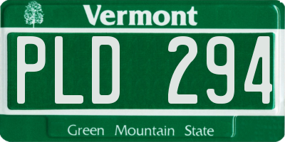 VT license plate PLD294