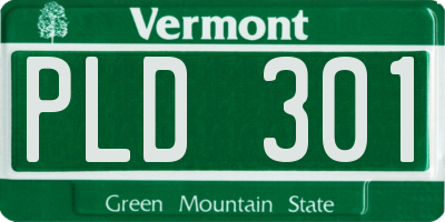 VT license plate PLD301