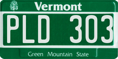 VT license plate PLD303