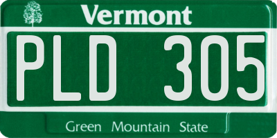 VT license plate PLD305