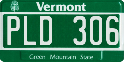 VT license plate PLD306