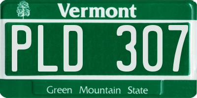 VT license plate PLD307