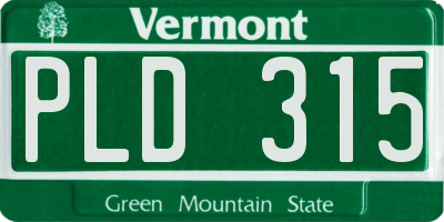 VT license plate PLD315