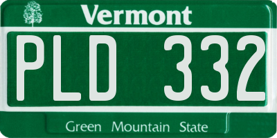 VT license plate PLD332