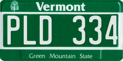 VT license plate PLD334