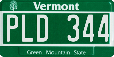 VT license plate PLD344