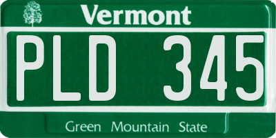 VT license plate PLD345