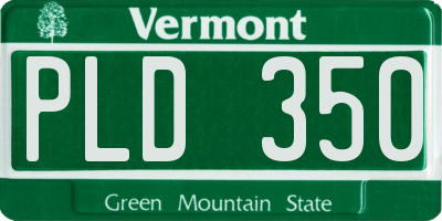 VT license plate PLD350