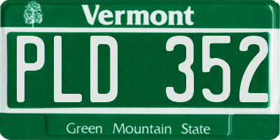 VT license plate PLD352