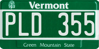 VT license plate PLD355