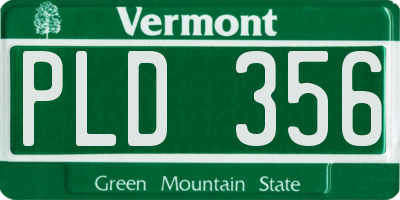 VT license plate PLD356