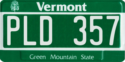 VT license plate PLD357