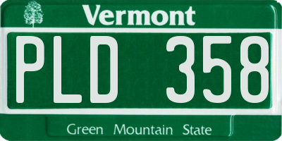 VT license plate PLD358