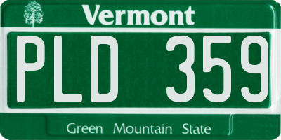 VT license plate PLD359