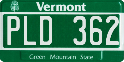 VT license plate PLD362