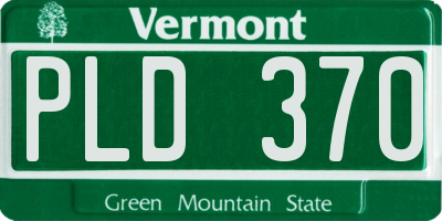 VT license plate PLD370