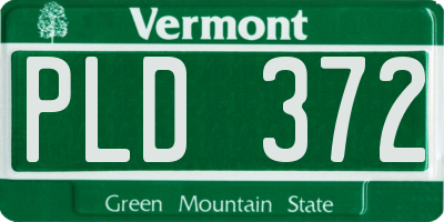 VT license plate PLD372