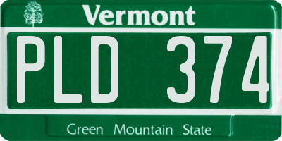 VT license plate PLD374