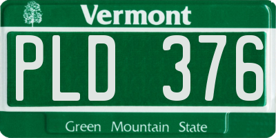 VT license plate PLD376
