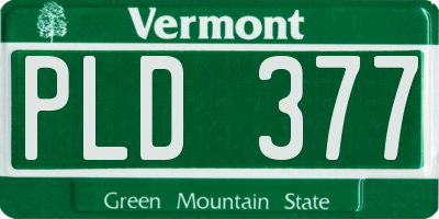 VT license plate PLD377