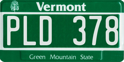 VT license plate PLD378