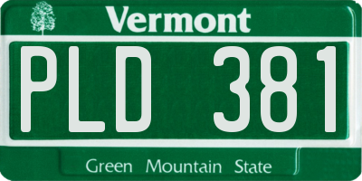 VT license plate PLD381