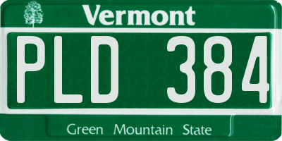 VT license plate PLD384