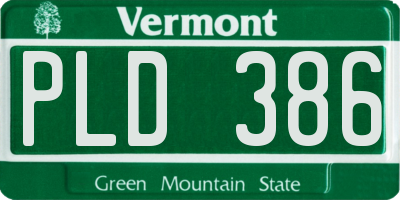 VT license plate PLD386