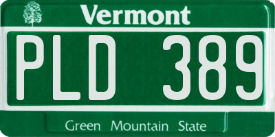 VT license plate PLD389