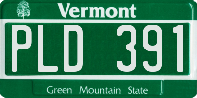 VT license plate PLD391