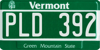 VT license plate PLD392
