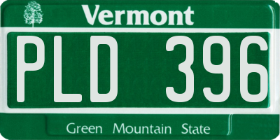 VT license plate PLD396