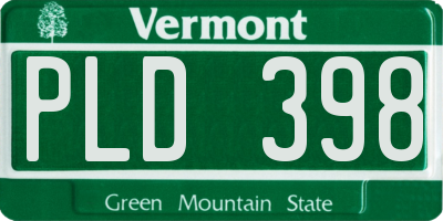 VT license plate PLD398