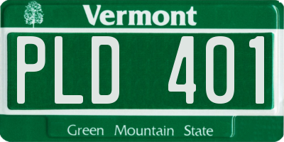 VT license plate PLD401