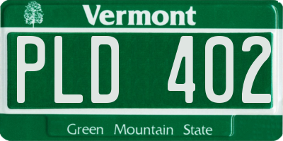 VT license plate PLD402