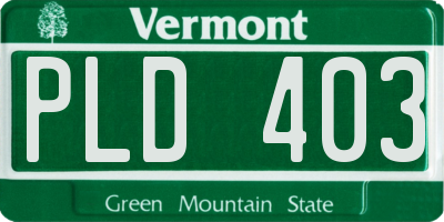 VT license plate PLD403