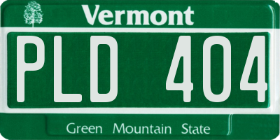 VT license plate PLD404