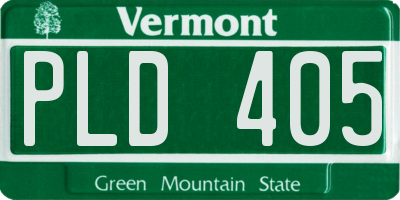 VT license plate PLD405