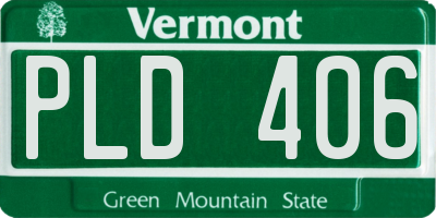VT license plate PLD406