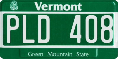 VT license plate PLD408