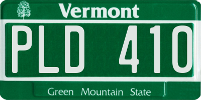VT license plate PLD410